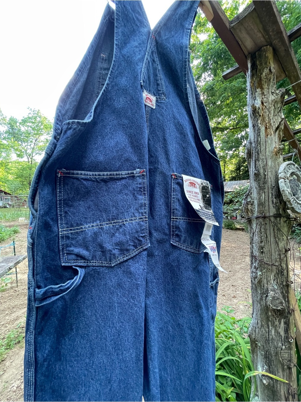 Round House Stone Washed Denim Overalls 42X30 Unisex - Picture 10 of 11